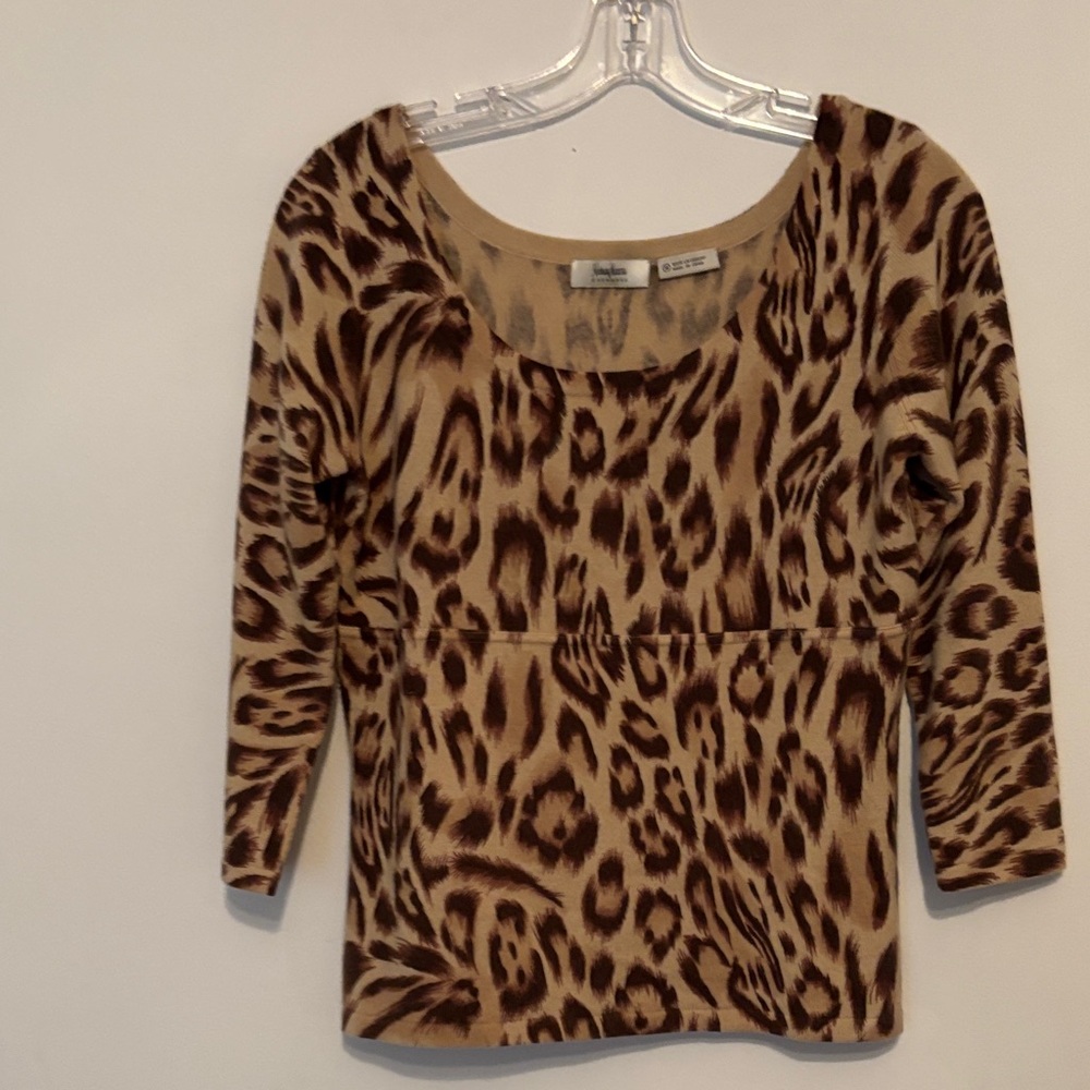 Neiman Marcus Brown Animal Print Sweater